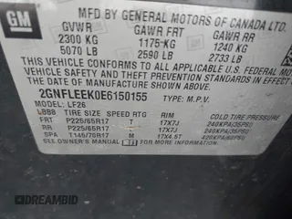 2014 Chevrolet Equinox LS with VIN 2GNFLEEK0E6150155, listed as a IAAI auction lot 42065630 with 103,248 mi miles. Bid and sale history available at carsss.com. Image 9.
