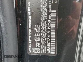 2017 BMW 4 Series 430i with VIN WBA4U7C5XH5H19258, listed as a Copart auction lot 62424475 with 70,965 mi miles and Clean title. Bid and sale history available at DreamBid. Image 13.