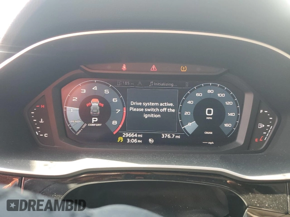2020 Audi Q3 S line Premium with VIN WA1DECF35L1102585, listed as a Copart auction lot 55973165 with 29,664 mi miles and Non repairable. Bid and sale history available at DreamBid. Image 9.
