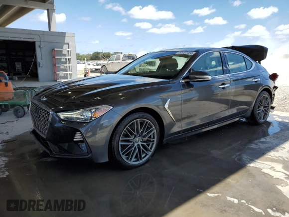 2019 Genesis G70 2.0T Advanced with VIN KMTG34LA2KU035041, listed as a Copart auction lot 52457484 with 43,490 mi miles and Salvage Title. Bid and sale history available at carsss.com. Image 1.