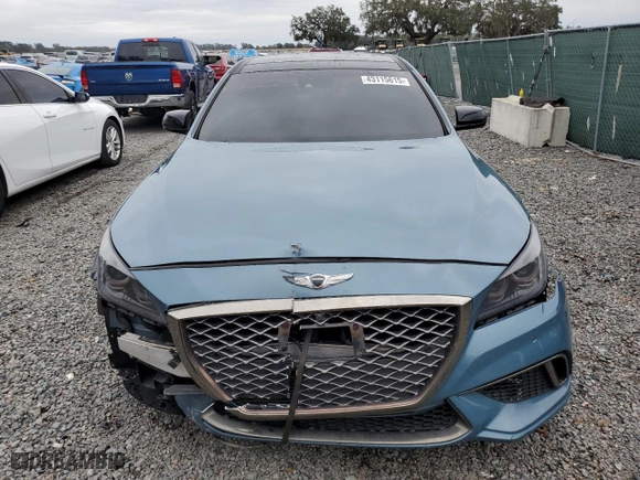 2018 Genesis G80 3.3T Sport with VIN KMHGN4JB1JU218770, listed as a Copart auction lot 43115615 with 185,187 mi miles and Salvage Title. Bid and sale history available at carsss.com. Image 5.