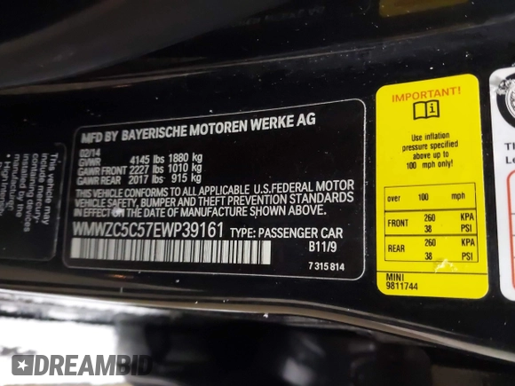 2014 MINI Countryman S with VIN WMWZC5C57EWP39161, listed as a IAAI auction lot 41342912 with 108,459 mi miles and . Bid and sale history available at DreamBid. Image 9.