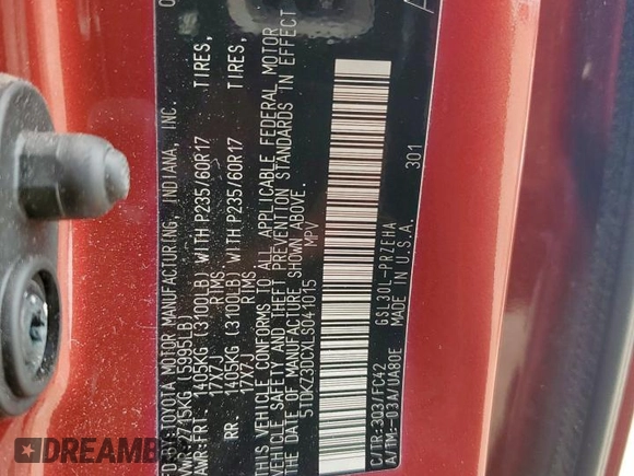2020 Toyota Sienna LE Auto Access Seat z VIN 5TDKZ3DCXLS041015, wystawiony jako Copart lot #62779795 z przebiegiem 29 157 mil mil oraz Szkoda całkowita • Salvage title. Historia ofert i sprzedaży dostępna na DreamBid. Obrazek 14.
