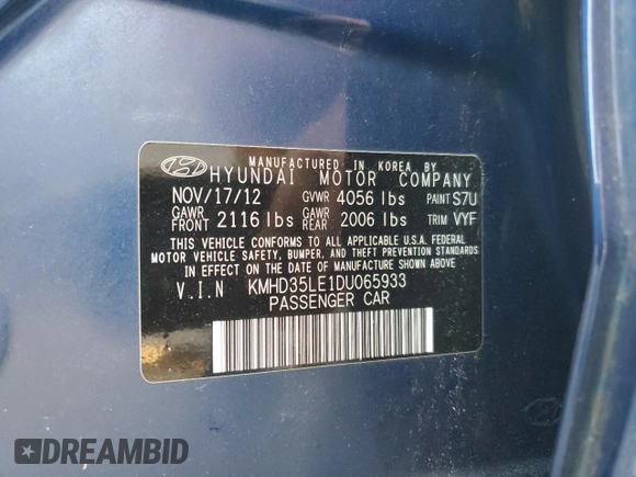 2013 Hyundai Elantra GT with VIN KMHD35LE1DU065933, listed as a Copart auction lot 75322614 with 153,381 mi miles and Salvage Title. Bid and sale history available at carsss.com. Image 12.