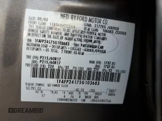 2005 Ford Five Hundred SEL with VIN 1FAFP24175G103683, listed as a Copart auction lot 74348284 with 0 mi miles and Salvage Title. Bid and sale history available at carsss.com. Image 12.