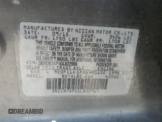 2016 Nissan Versa S Plus with VIN 3N1CN7AP1GL822969, listed as a Copart auction lot 58520635 with 86,889 mi miles and Salvage title. Bid and sale history available at DreamBid. Image 13.
