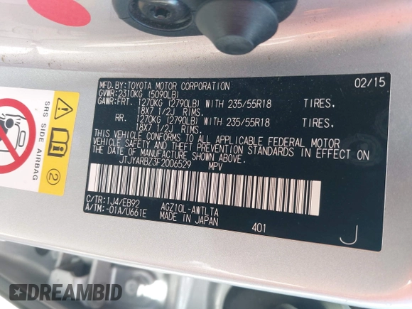 2015 Lexus NX 200t with VIN JTJYARBZ3F2006529, listed as a IAAI auction lot 42414273 with 92,853 mi miles and . Bid and sale history available at DreamBid. Image 9.