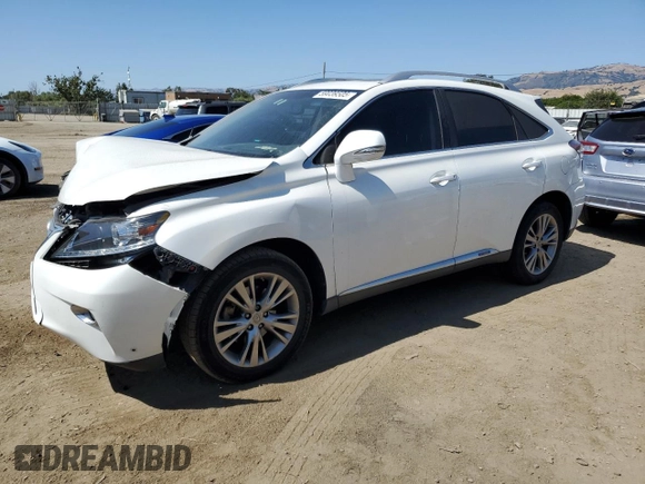 2013 Lexus RX 450h with VIN JTJBC1BA7D2437948, listed as a Copart auction lot 59039505 with 109,922 mi miles and Salvage title. Bid and sale history available at DreamBid. Image 1.