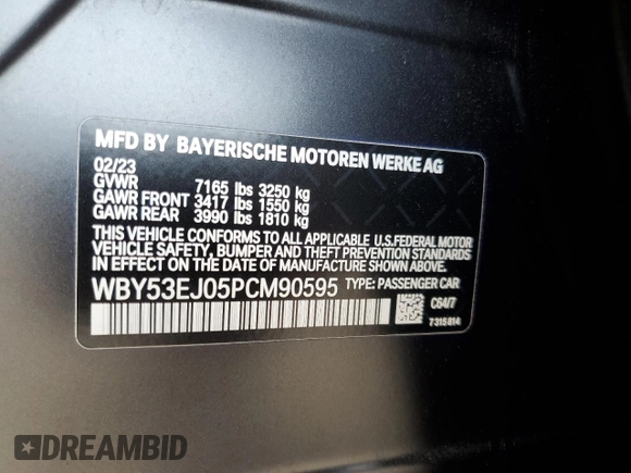 2023 BMW i7 xDrive60 z VIN WBY53EJ05PCM90595, wystawiony jako Copart lot #85151334 z przebiegiem 13 277 mil mil oraz Szkoda całkowita • Salvage title. Historia ofert i sprzedaży dostępna na DreamBid. Obrazek 12.