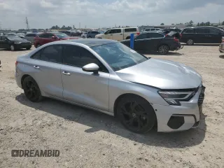 2023 Audi A3 Premium with VIN WAUAUDGY5PA114749, listed as a Copart auction lot 55321875 with 35,087 mi miles and Salvage Title. Bid and sale history available at DreamBid. Image 4.