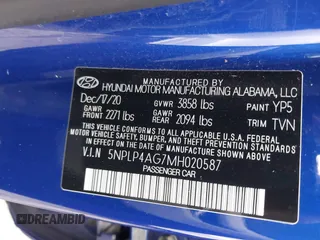 2021 Hyundai Elantra Limited с VIN 5NPLP4AG7MH020587, выставлен на аукционе IAAI как лот 39167814 с пробегом 16 218 миль миль и . История ставок и продаж доступна на DreamBid. Изображение 9.