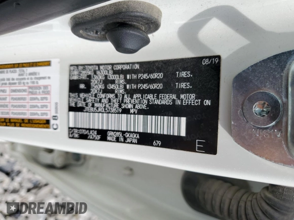 2020 Toyota 4Runner SR5 with VIN JTEBU5JR0L5738519, listed as a Copart auction lot 54055314 with 83,774 mi miles and Salvage title. Bid and sale history available at DreamBid. Image 14.