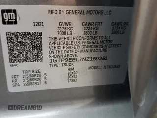 2022 GMC Sierra 1500 Limited AT4 with VIN 1GTP9EEL7NZ159251, listed as a Copart auction lot 84288944 with 17,409 mi miles and Salvage Title. Bid and sale history available at carsss.com. Image 12.