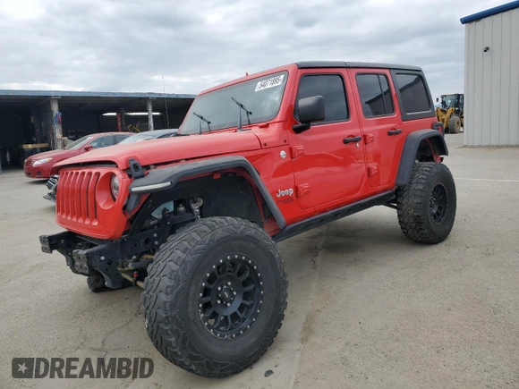2018 Jeep Wrangler Unlimited Sport S z VIN 1C4HJXDG8JW132289, wystawiony jako Copart lot #54071895 z przebiegiem 88 345 mil mil oraz Szkoda całkowita • Salvage title. Historia ofert i sprzedaży dostępna na DreamBid. Obrazek 1.