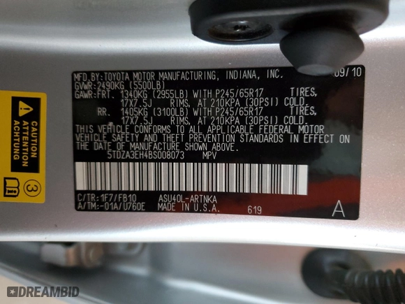 2011 Toyota Highlander with VIN 5TDZA3EH4BS008073, listed as a Copart auction lot 46930955 with 170,492 mi miles and Salvage Title. Bid and sale history available at carsss.com. Image 12.