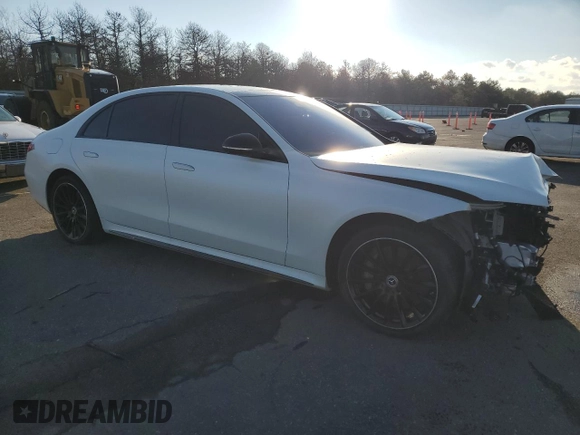 2023 Mercedes-Benz S-Class S 580 with VIN W1K6G7GB5PA230293, listed as a Copart auction lot 84591274 with 0 mi miles and Salvage Title. Bid and sale history available at carsss.com. Image 4.