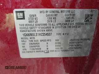 2017 GMC Acadia Denali z VIN 1GKKNXLS1HZ254537, wystawiony jako IAAI lot #42091751 z przebiegiem 87 249 mil mil oraz . Historia ofert i sprzedaży dostępna na DreamBid. Obrazek 9.