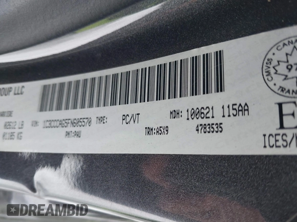 2015 Chrysler 200 Limited with VIN 1C3CCCAG5FN605570, listed as a IAAI auction lot 41246742 with 142,574 mi miles. Bid and sale history available at carsss.com. Image 9.