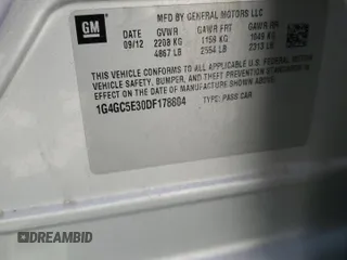 2013 Buick LaCrosse Leather z VIN 1G4GC5E30DF178804, wystawiony jako Copart lot #56604325 z przebiegiem 177 001 mil mil oraz Szkoda całkowita • Salvage title. Historia ofert i sprzedaży dostępna na DreamBid. Obrazek 13.