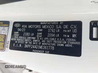 2021 Kia Forte LXS z VIN 3KPF24AD1ME361778, wystawiony jako IAAI lot #42275086 z przebiegiem 13 472 mil mil oraz . Historia ofert i sprzedaży dostępna na DreamBid. Obrazek 9.