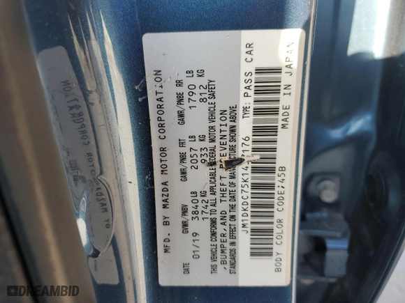 2019 Mazda CX-3 Touring with VIN JM1DKDC75K1437176, listed as a Copart auction lot 42210085 with 83,427 mi miles and Salvage Title. Bid and sale history available at carsss.com. Image 14.