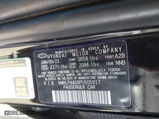 2023 Hyundai Elantra Limited with VIN KMHLP4AG9PU505917, listed as a IAAI auction lot 41539400 with 55,214 mi miles. Bid and sale history available at carsss.com. Image 9.