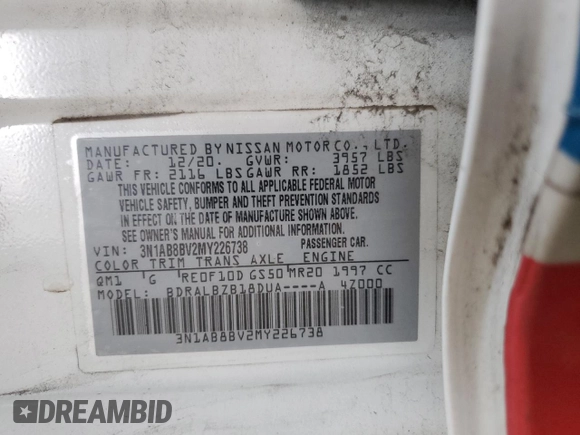 2021 Nissan Sentra S z VIN 3N1AB8BV2MY226738, wystawiony jako Copart lot #50047545 z przebiegiem Nie podano mil oraz Szkoda całkowita • Salvage title. Historia ofert i sprzedaży dostępna na DreamBid. Obrazek 12.