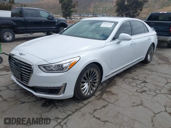 2019 Genesis G90 Premium with VIN KMTF34JA4KU061686, listed as a IAAI auction lot 42157076 with 27,359 mi miles and . Bid and sale history available at DreamBid. Image 18.