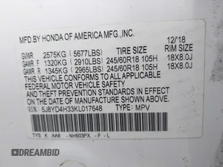 2019 Acura MDX с VIN 5J8YD4H33KL017648, выставлен на аукционе IAAI как лот 42281510 с пробегом 91 416 миль миль и . История ставок и продаж доступна на DreamBid. Изображение 9.