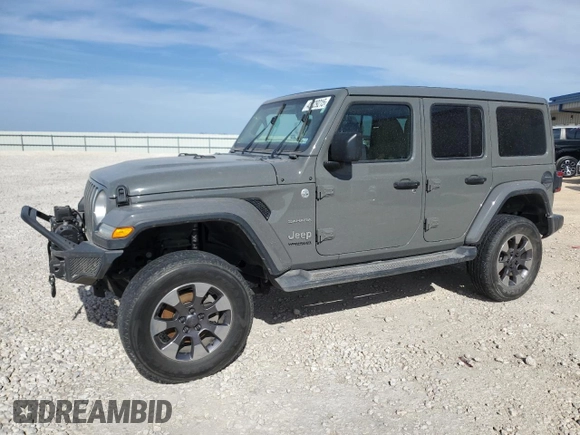 2020 Jeep Wrangler Unlimited Sahara with VIN 1C4HJXEM1LW325049, listed as a Copart auction lot 48429215 with 53,186 mi miles and Salvage Title. Bid and sale history available at carsss.com. Image 1.