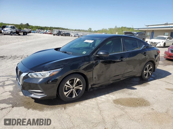 2020 Nissan Sentra SV with VIN 3N1AB8CV1LY256231, listed as a Copart auction lot 52805675 with 107,882 mi miles and Salvage Title. Bid and sale history available at carsss.com. Image 1.