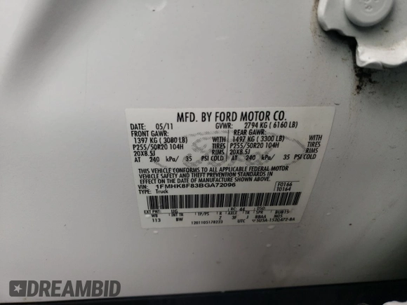2011 Ford Explorer Limited with VIN 1FMHK8F83BGA72096, listed as a Copart auction lot 56650845 with 116,864 mi miles and Salvage title. Bid and sale history available at DreamBid. Image 13.