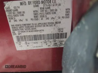 2014 Ford Explorer Limited z VIN 1FM5K7F83EGB91476, wystawiony jako IAAI lot #42103001 z przebiegiem Nie podano mil oraz . Historia ofert i sprzedaży dostępna na DreamBid. Obrazek 9.