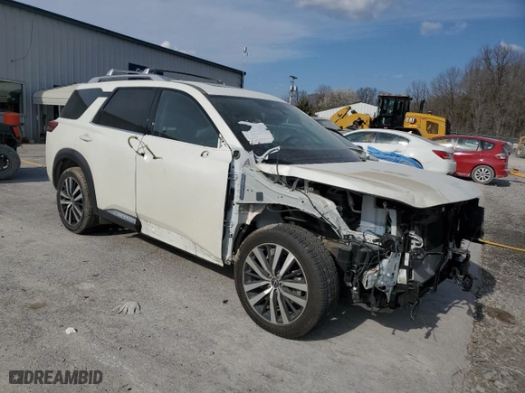 2023 Nissan Pathfinder Platinum with VIN 5N1DR3DK3PC250471, listed as a Copart auction lot 45950135 with 26,574 mi miles and Salvage Title. Bid and sale history available at carsss.com. Image 4.