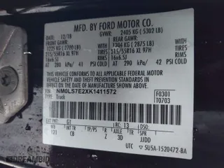 2019 Ford Transit Connect Van XL with VIN NM0LS7E2XK1411572, listed as a IAAI auction lot 41869962 with 46,774 mi miles. Bid and sale history available at carsss.com. Image 9.