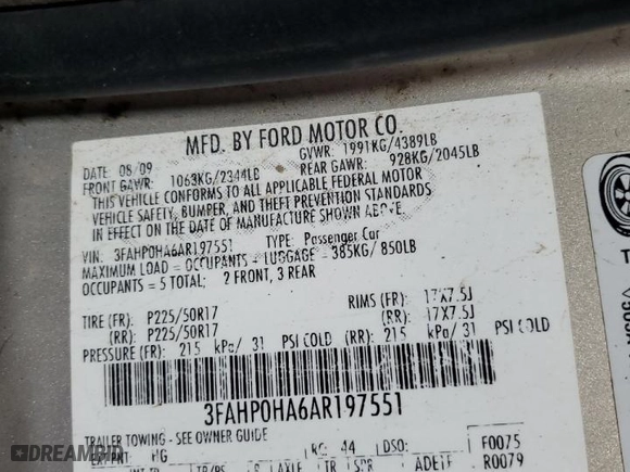 2010 Ford Fusion SE with VIN 3FAHP0HA6AR197551, listed as a Copart auction lot 51678245 with 147,933 mi miles and Salvage Title. Bid and sale history available at carsss.com. Image 12.
