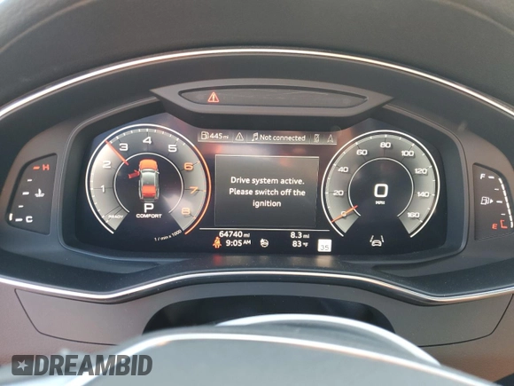2019 Audi A7 Premium Plus with VIN WAUR2AF21KN052210, listed as a Copart auction lot 60918945 with 64,740 mi miles and Salvage title. Bid and sale history available at DreamBid. Image 9.