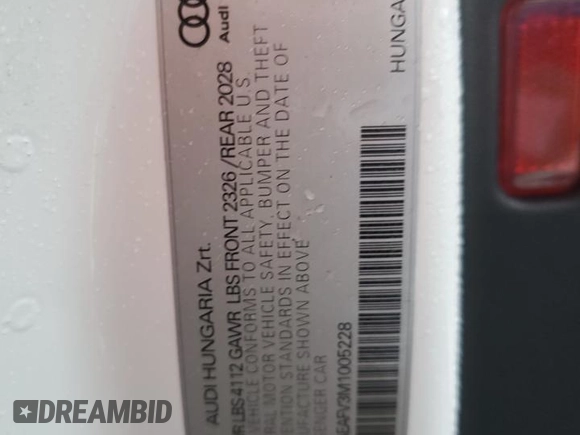 2021 Audi TT with VIN TRUAEAFV3M1005228, listed as a Copart auction lot 86776414 with 25,048 mi miles and Salvage title. Bid and sale history available at DreamBid. Image 13.