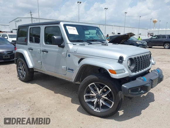 2024 Jeep Wrangler Sport S with VIN 1C4RJXN60RW208013, listed as a IAAI auction lot 42117388 with 34,407 mi miles and . Bid and sale history available at DreamBid. Image 1.
