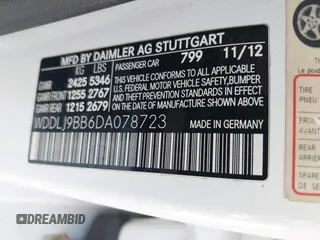 2013 Mercedes-Benz CLS 550 with VIN WDDLJ9BB6DA078723, listed as a IAAI auction lot 42410143 with 171,248 mi miles and . Bid and sale history available at DreamBid. Image 9.
