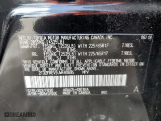 2018 Toyota RAV4 LE with VIN 2T3ZFREV9JW480695, listed as a Copart auction lot 51643925 with 130,313 mi miles and Salvage Title. Bid and sale history available at carsss.com. Image 14.