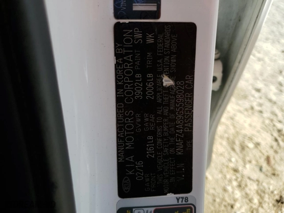 2016 Kia Forte EX with VIN KNAFZ4A89G5598028, listed as a Copart auction lot 50072035 with 105,036 mi miles and Salvage Title. Bid and sale history available at carsss.com. Image 13.