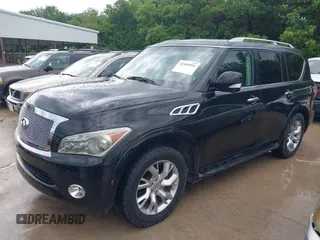 2011 Infiniti QX56 8-passenger with VIN JN8AZ2ND2B9700350, listed as a IAAI auction lot 42189951 with 135,424 mi miles. Bid and sale history available at carsss.com. Image 2.