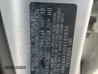 2013 Kia Rio LX with VIN KNADM4A39D6180830, listed as a Copart auction lot 70021944 with 100,644 mi miles and Non Repairable. Bid and sale history available at DreamBid. Image 12.