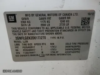 2013 Chevrolet Equinox LTZ with VIN 2GNFLGEK2D6173270, listed as a Copart auction lot 42697265 with 167,164 mi miles and Salvage Title. Bid and sale history available at carsss.com. Image 15.