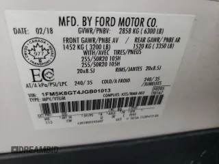 2018 Ford Explorer Sport with VIN 1FM5K8GT4JGB01013, listed as a Copart auction lot 60746615 with 73,583 mi miles and Salvage title. Bid and sale history available at DreamBid. Image 14.