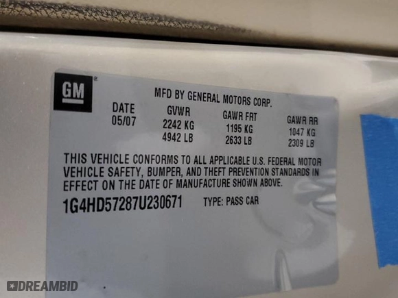 2007 Buick Lucerne V6 CXL with VIN 1G4HD57287U230671, listed as a Copart auction lot 46111185 with 139,889 mi miles and Salvage Title. Bid and sale history available at carsss.com. Image 12.