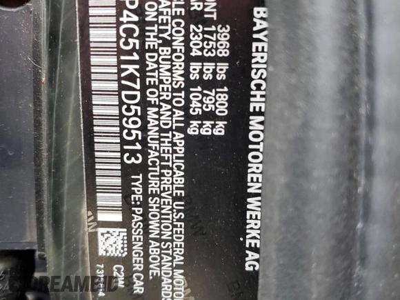 2019 BMW i3 with VIN WBY8P4C51K7D59513, listed as a Copart auction lot 59723245 with 33,759 mi miles and Salvage title. Bid and sale history available at DreamBid. Image 12.