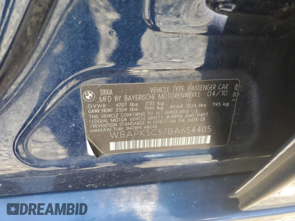 2011 BMW 3 Series 328i xDrive z VIN WBAPK5C57BA654405, wystawiony jako Copart lot #63236275 z przebiegiem 200 654 mil mil oraz Szkoda całkowita • Salvage title. Historia ofert i sprzedaży dostępna na DreamBid. Obrazek 12.