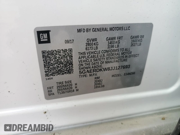 2018 Buick Enclave Avenir with VIN 5GAERDKW8JJ127693, listed as a Copart auction lot 44594775 with 98,763 mi miles and Salvage Title. Bid and sale history available at DreamBid. Image 14.